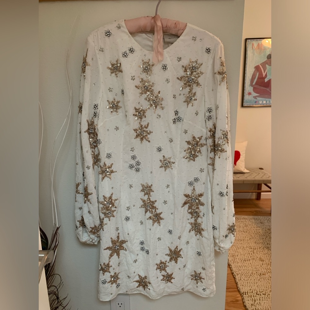 BHLDN Anthropologie Mercure Sequin Star Shift Dress 12